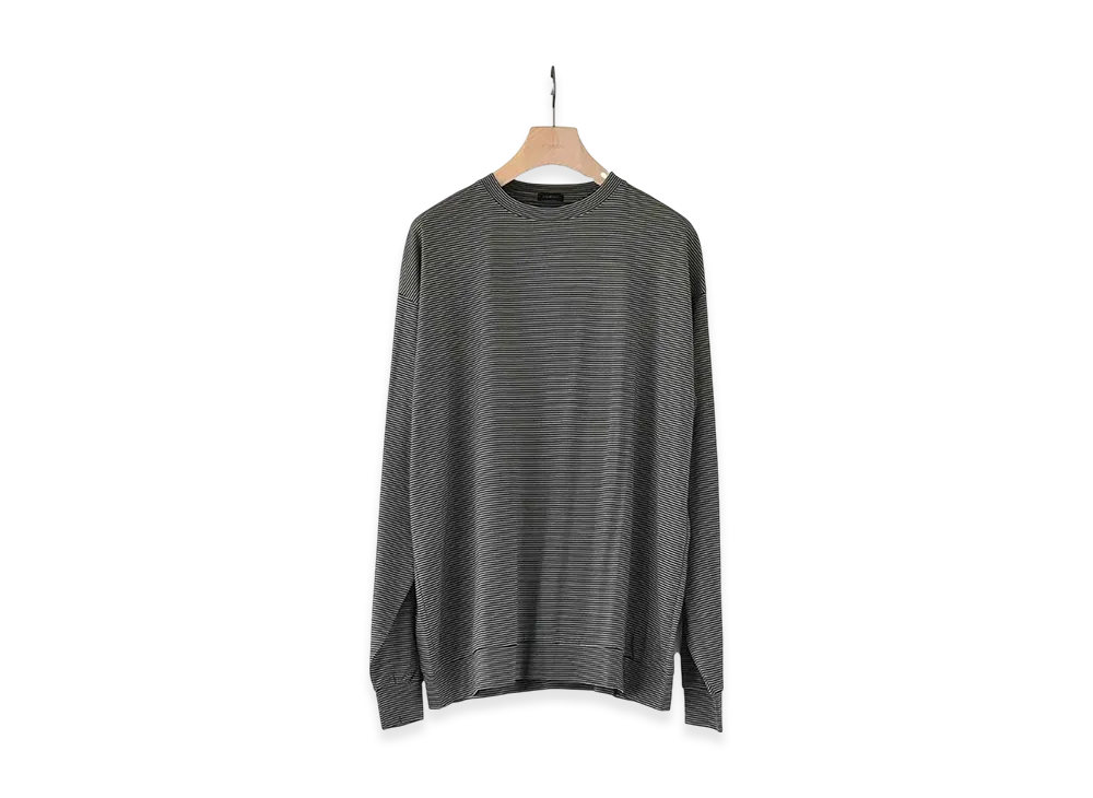 COMOLI Summer Wool L/S Crew "Border"