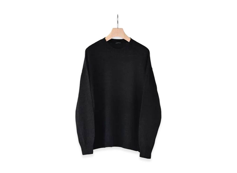 COMOLI Black Crew Neck Knit "Black"