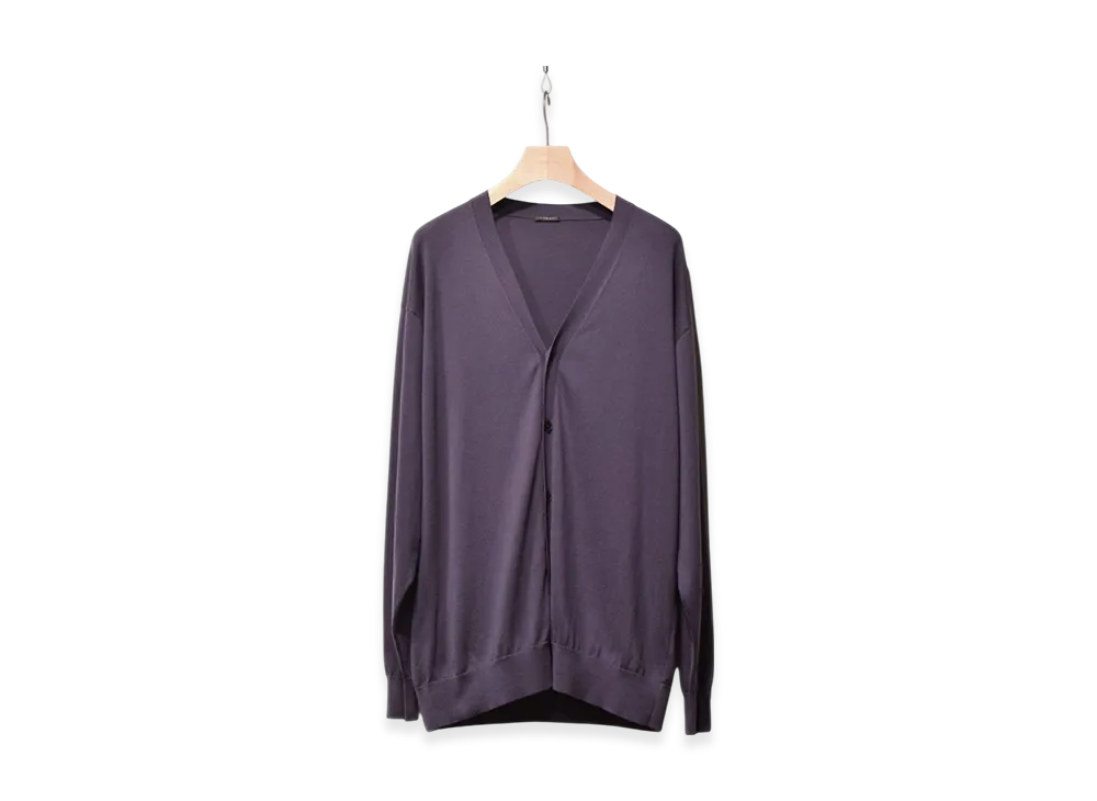 COMOLI 18G V-Neck Cardigan "Fade Navy"