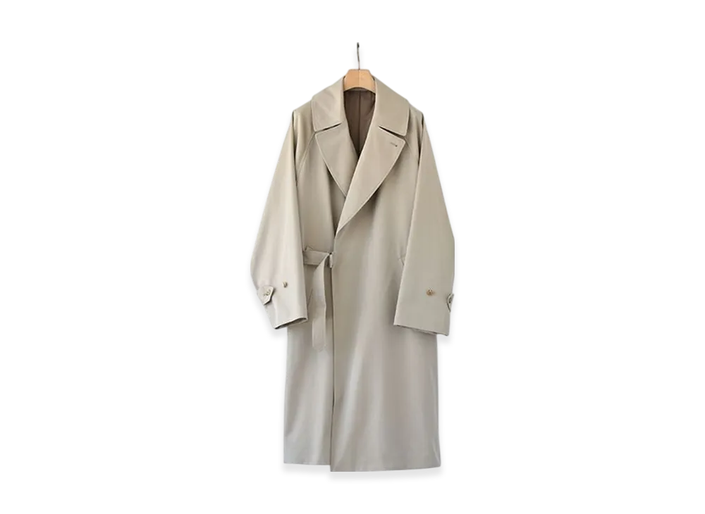 COMOLI Cotton Gabardine Tielocken Coat "Beige"