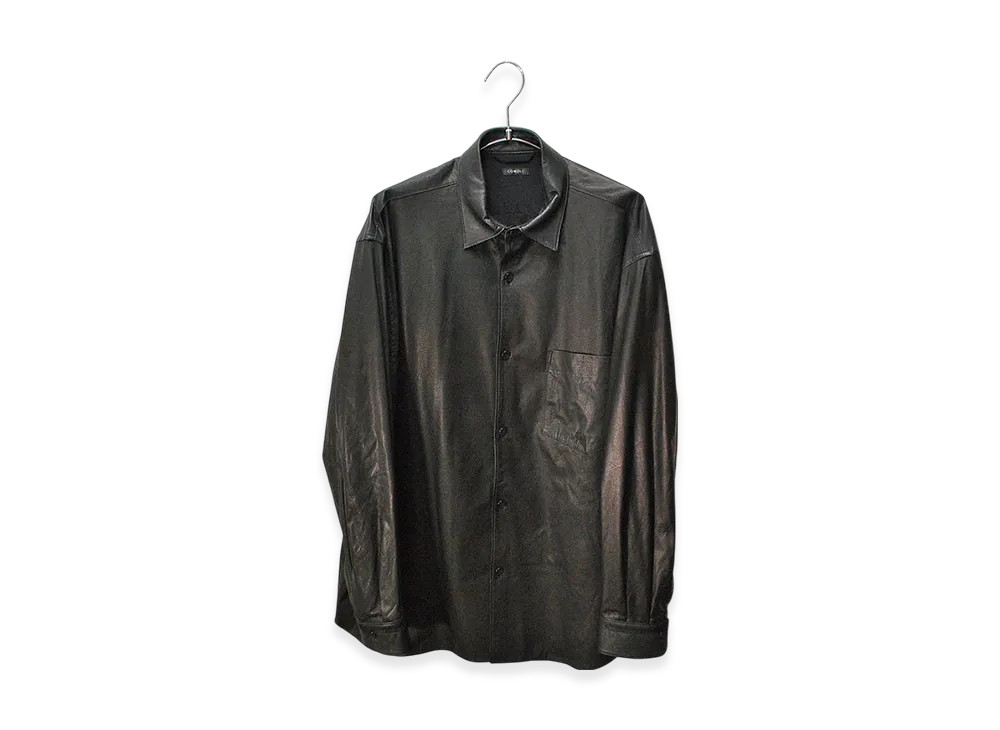 COMOLI Leather Shirt "Black"