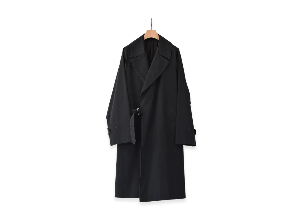 COMOLI Washed Tielocken Coat "Black"