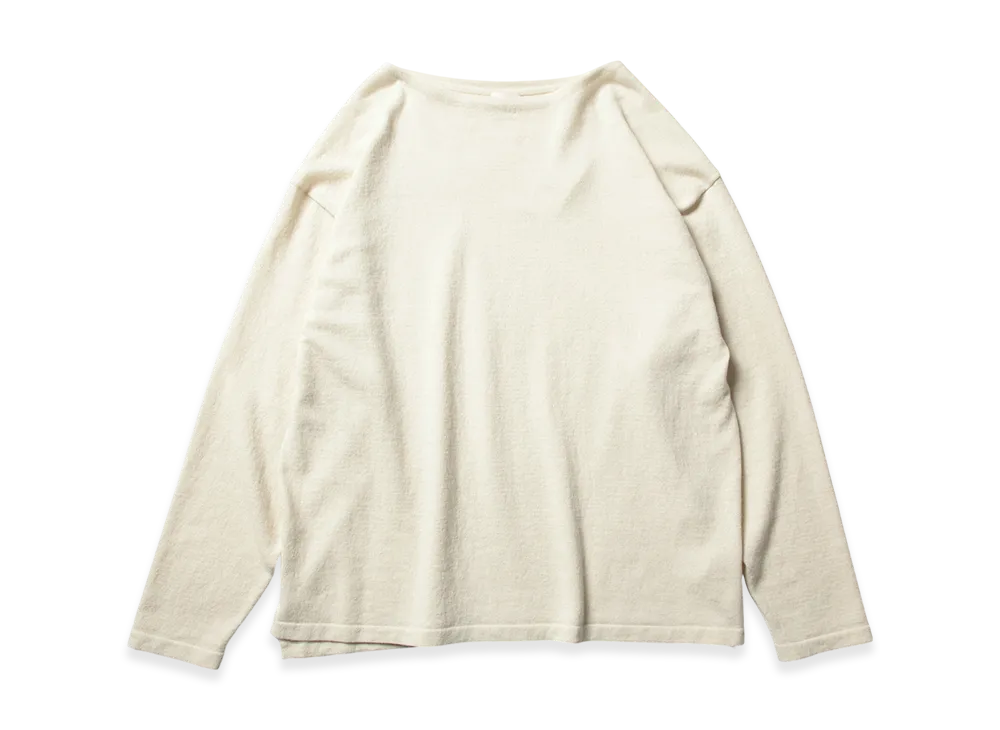 COMOLI Wool Washi Boat Neck Knit "Chacoal"