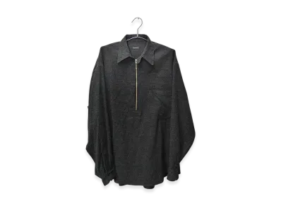 COMOLI Cashmere Washi Half-Zip Shirt "Gray"