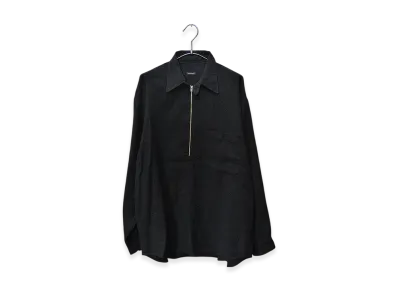 COMOLI Cashmere Washi Half-Zip Shirt "Navy"