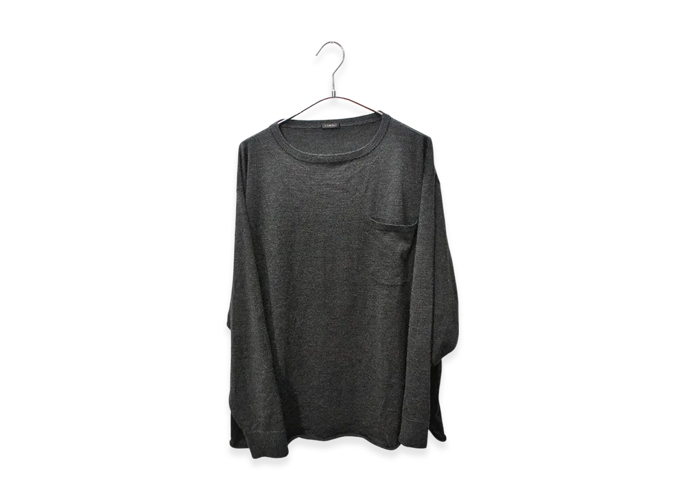 COMOLI Cashmere Silk Crew Neck Knit "Gray"
