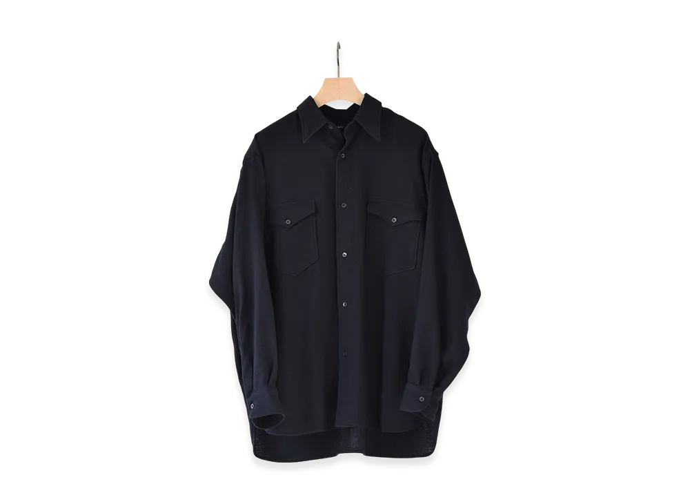COMOLI Cashmere Washi Work Shirt "Navy"