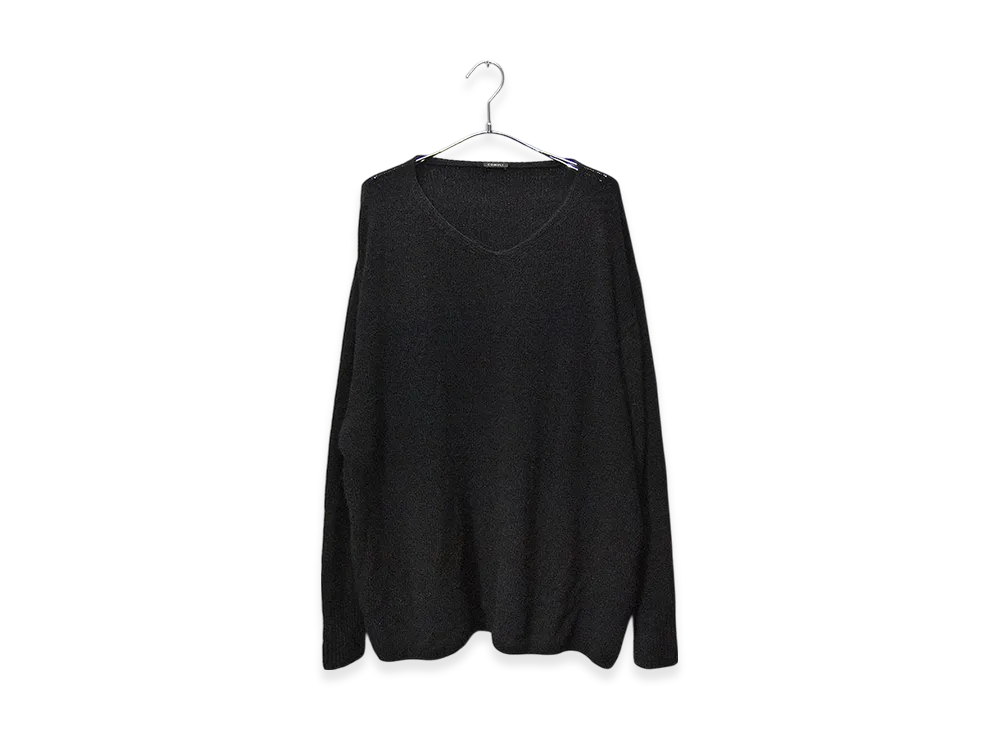 COMOLI Garment Dyed Cashmere V-Neck Knit "Navy"