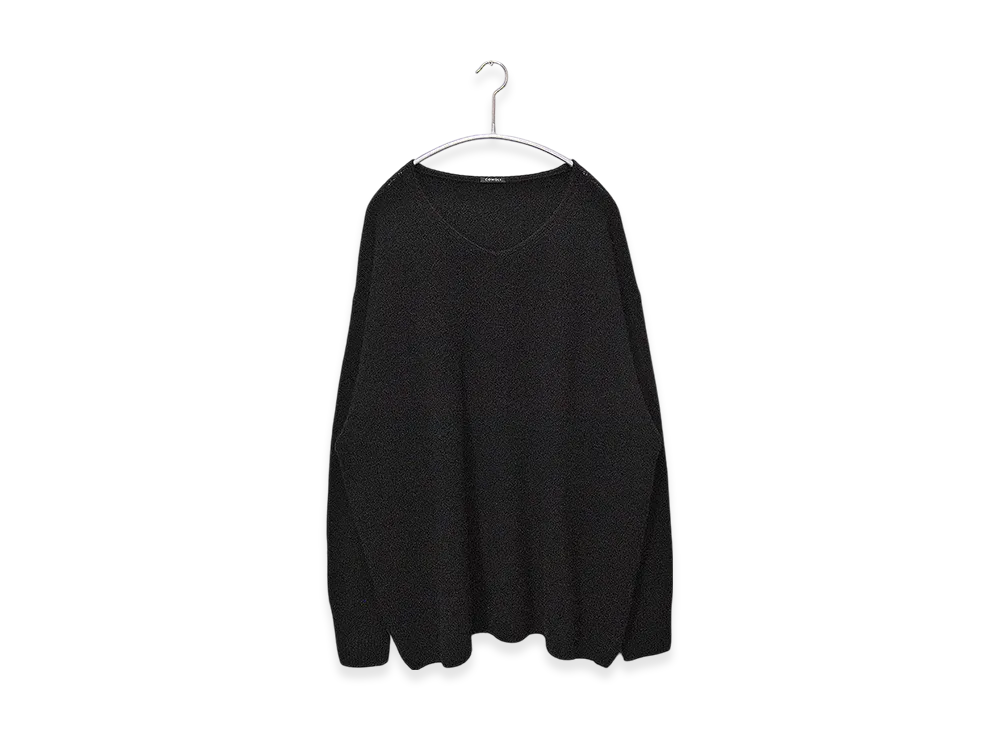 COMOLI Garment Dyed Cashmere V-Neck Knit "Black"