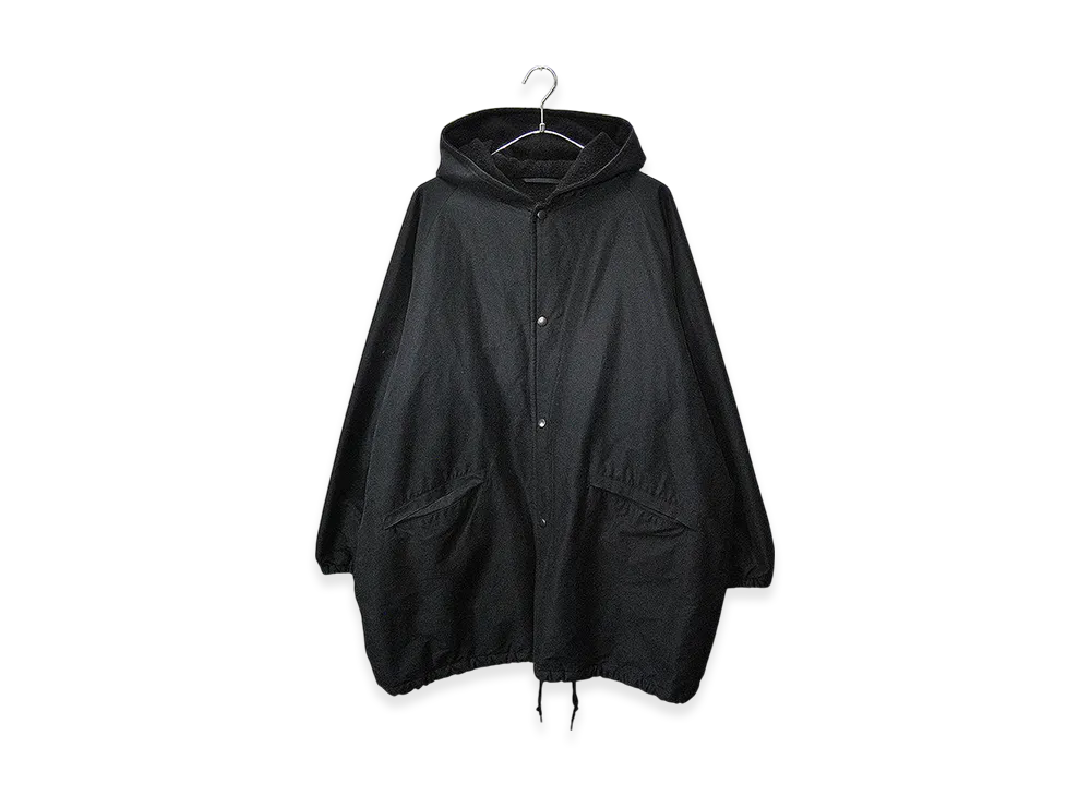 コモリ コットンシルクフーデットコート "ネイビー"