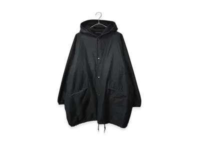 COMOLI Cotton Silk Hooded Coat "Navy"