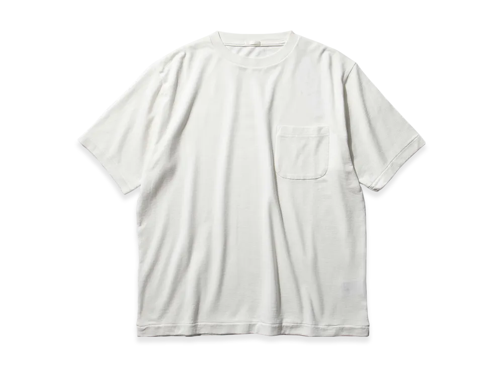 COMOLI Cotton Silk Lined French Terry S/S Crew "White"