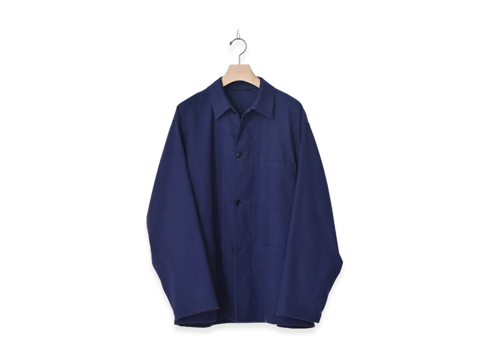 COMOLI Cotton Flannel Work Jacket "Royal Blue"