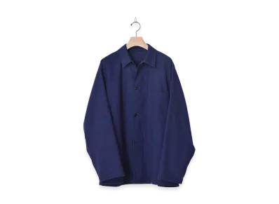 COMOLI Cotton Flannel Work Jacket "Royal Blue"