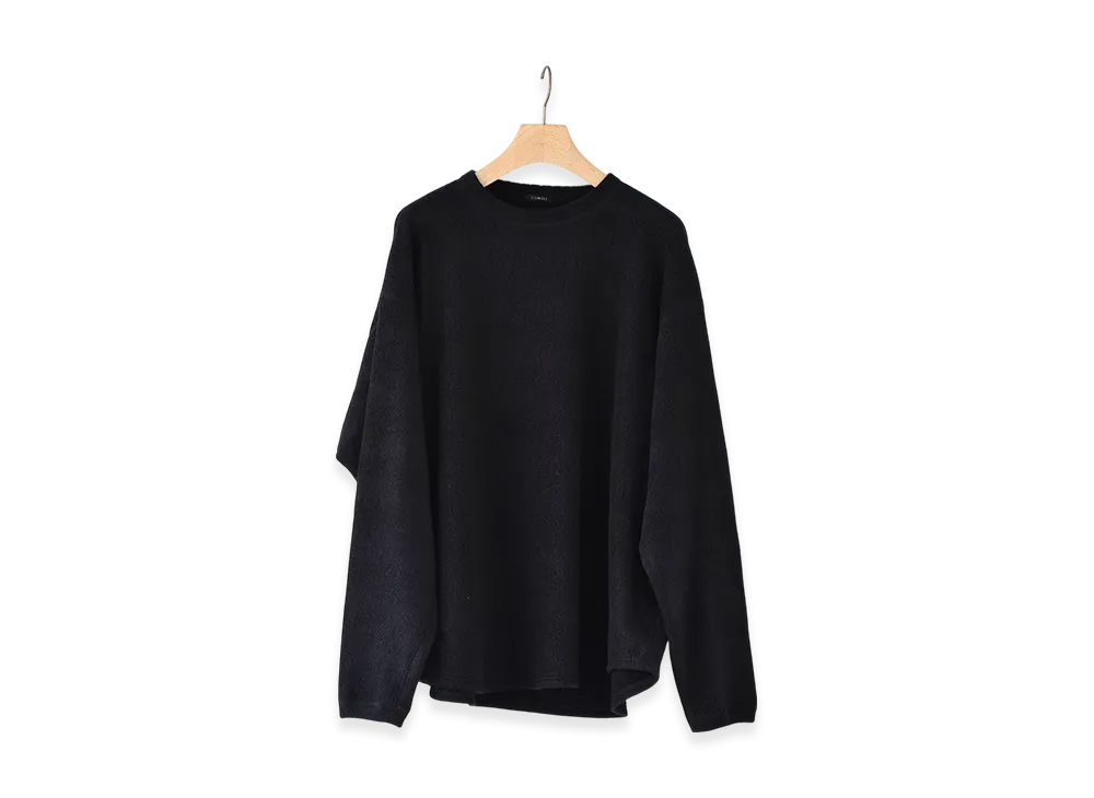 COMOLI Silk Fleece L/S Crew "Navy"