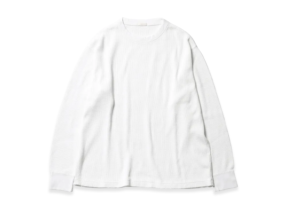 COMOLI Waffle L/S Crew "White"