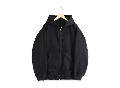 COMOLI Black Denim Zip Hoodie "Black"