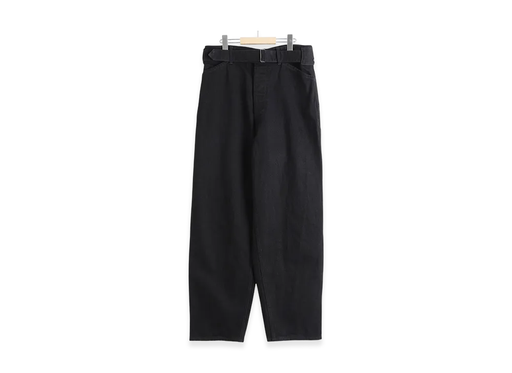 COMOLI Black Denim Belted Pants "Black"