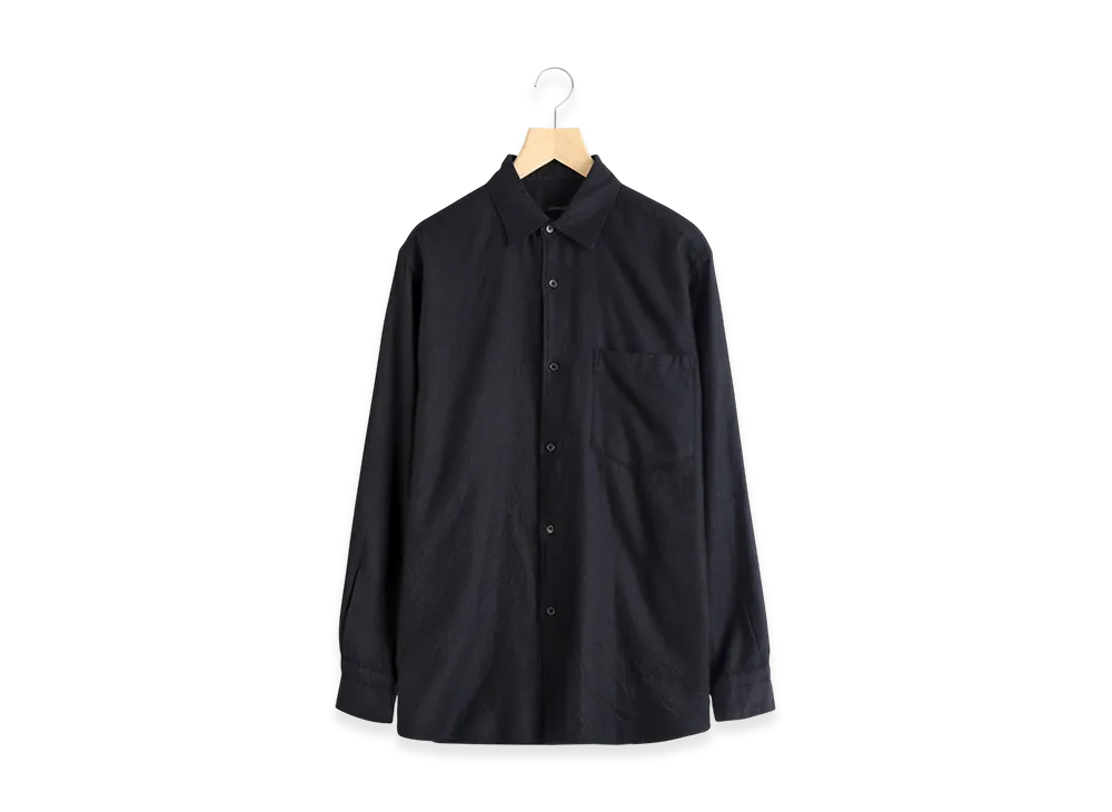 コモリ カシミヤシルク 製品染シャツ "ネイビー"