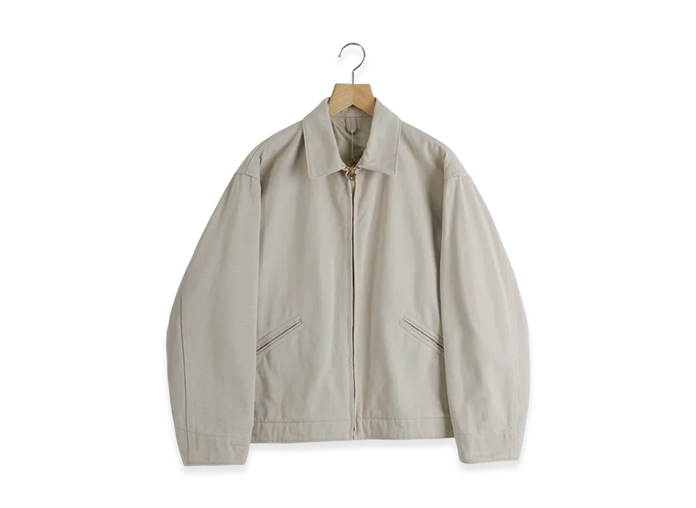 COMOLI Cotton Twill Zip Short Jacket "Ivory"