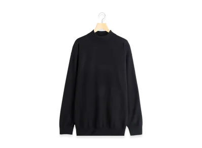 COMOLI Wool Mock Neck Knit "Black"