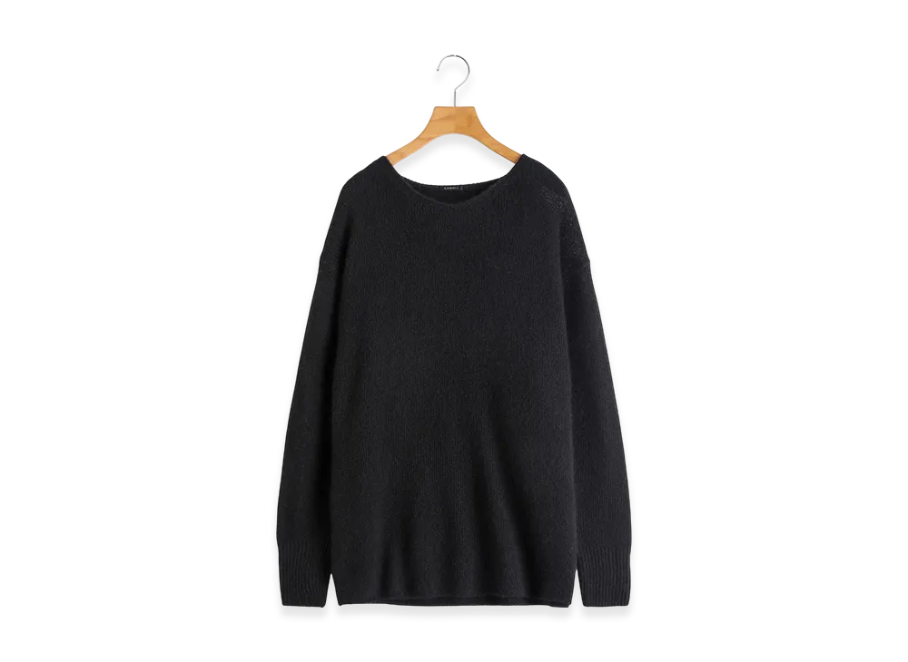 COMOLI Women's Cashmere Garment Dyed V-Neck Knit "Black"