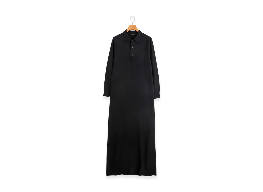 COMOLI Women's Wool Knit Polo Dress "Black"