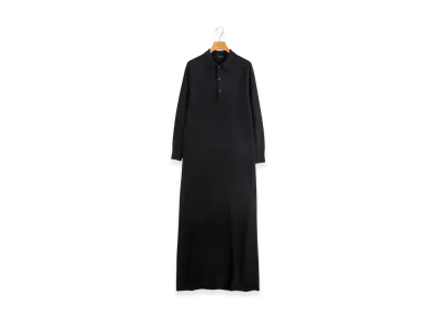 COMOLI Women's Wool Knit Polo Dress "Black"