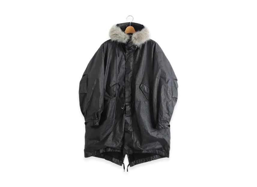 COMOLI Paper Leather Military Hooded Coat COMOLI Paper Leather Military Hooded Coat