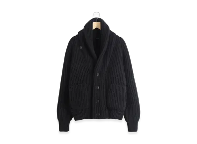 COMOLI Cashmere Washi Shawl Collar Knit Jacket "Black"