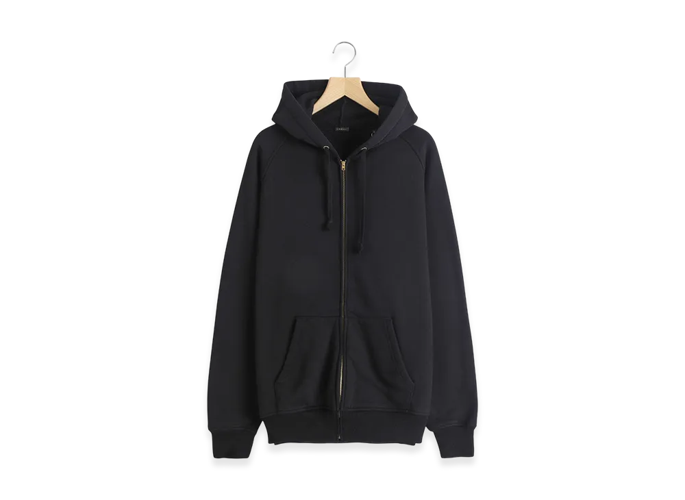 COMOLI Cotton Sweat Zip Hoodie "Black"