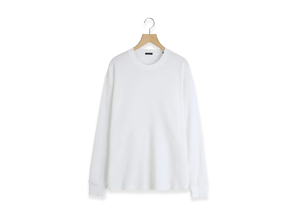 COMOLI Cotton Waffle L/S T-Shirt "White"