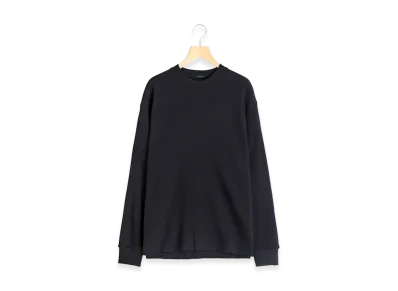 COMOLI Cotton Waffle L/S T-Shirt "Black"