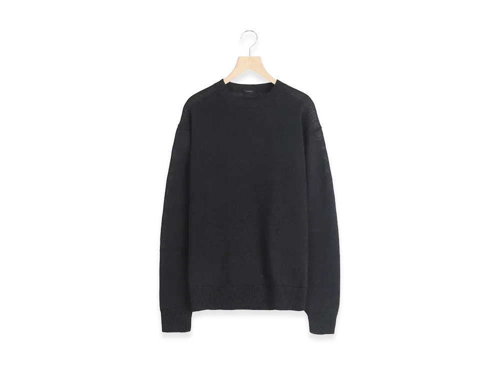 COMOLI Linen Crew Neck Knit "Black"
