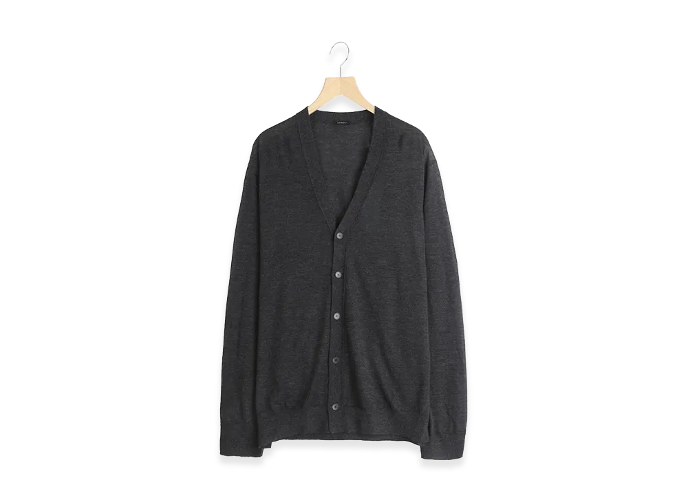 COMOLI Cashmere V-neck Cardigan "Charcoal"