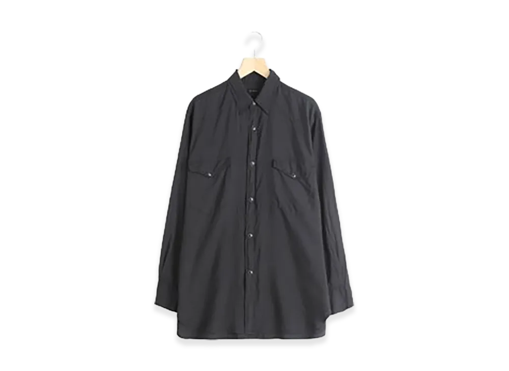 COMOLI Silk Product Dyed Western Shirt "Black"