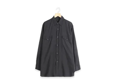 COMOLI Silk Product Dyed Western Shirt "Black"