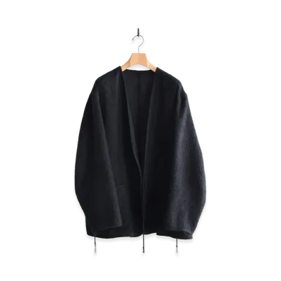 COMOLI Shaggy No Collar Jacket "Black"