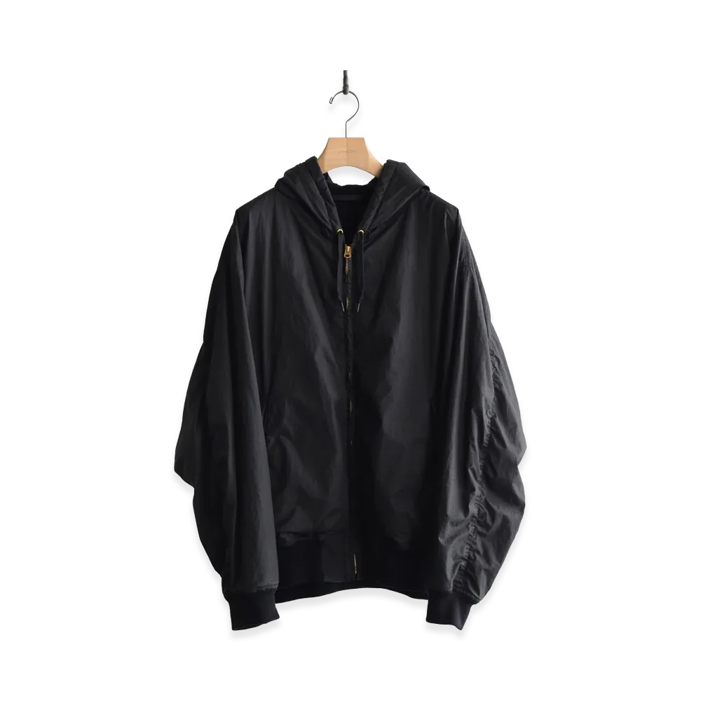 COMOLI Cotton Nylon Zip Hoodie "Black"
