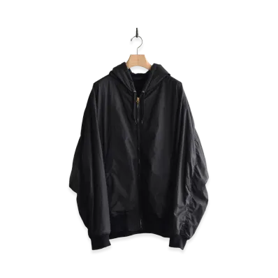COMOLI Cotton Nylon Zip Hoodie "Black"