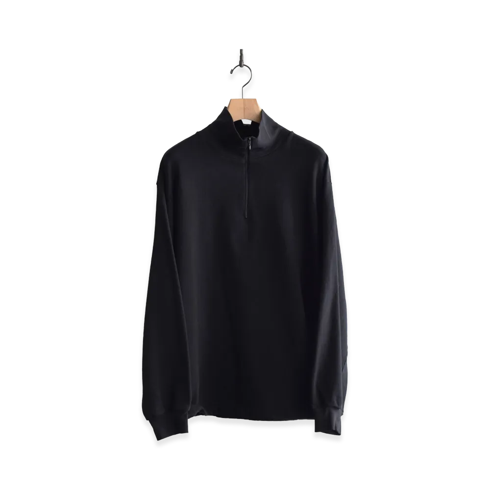 COMOLI Cotton Jersey Half Zip "Black"