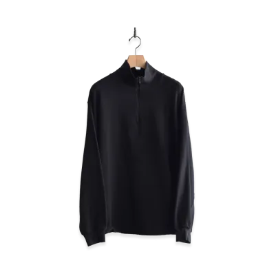COMOLI Cotton Jersey Half Zip "Black"
