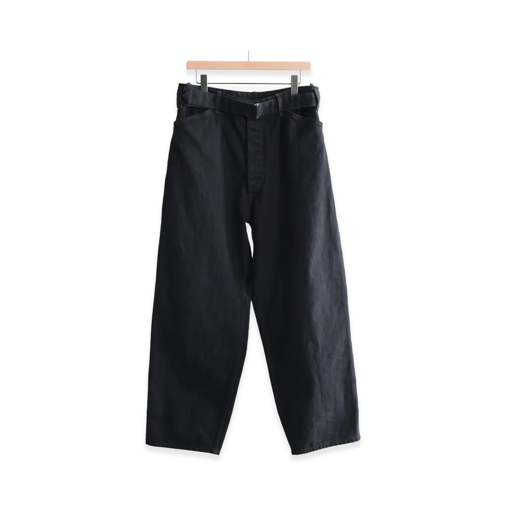 COMOLI Black Denim Belted Pants "Black"