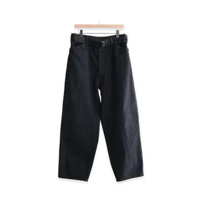 COMOLI Black Denim Belted Pants "Black"