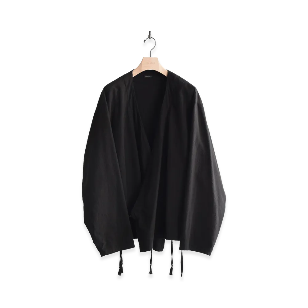 COMOLI Cotton Flannel Wrap Jacket "Black"