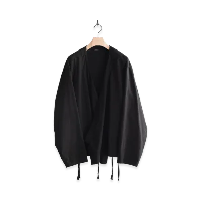 COMOLI Cotton Flannel Wrap Jacket "Black"