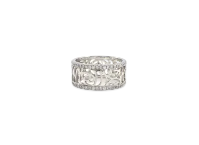 CHANEL Camelia Flower Full Circle Ring Diamond 18K "White Gold"