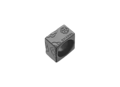CHANEL Camelia Square Ring "Black"