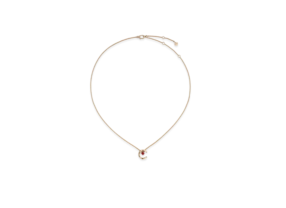 CHANEL Coco Crush Necklace Beige Gold x Ruby