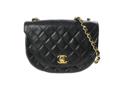 CHANEL Matelasse Half Moon Shoulder Bag "Black/Gold"